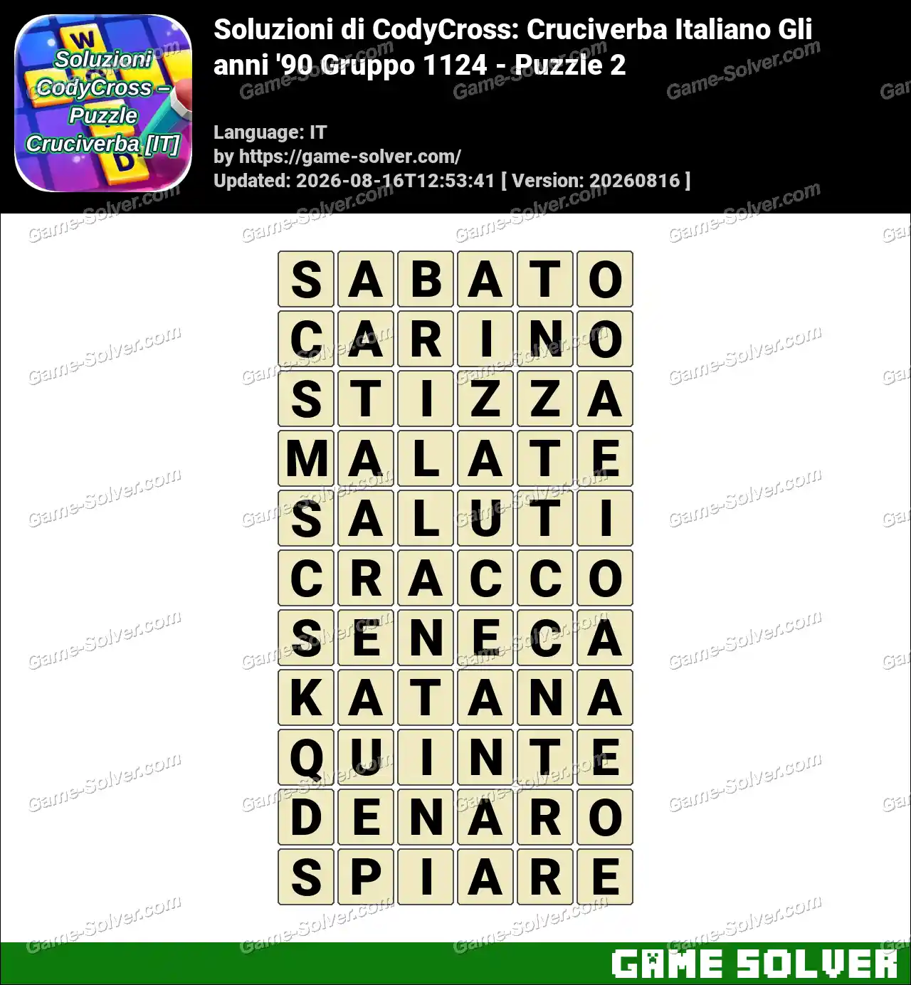 Soluzioni di CodyCross: Cruciverba Italiano Gli anni ’90 Gruppo 1124 – Puzzle 2